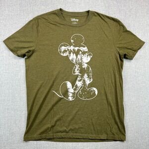 Disney‎ Mickey Mouse Nature T Shirt Mens Large Olive Green Soft Outdoor Vacation